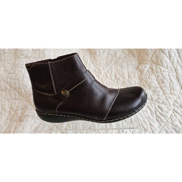 AMPUTEE RIGHT SINGLE SHOE ONLY Clarks Burgundy Leather Ashland Bootie Boot Sz 8M - Picture 1 of 3